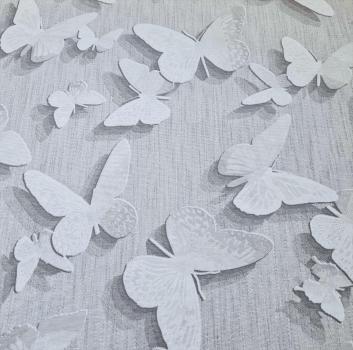 Dekodruck Schmetterlinge Weiß Grau